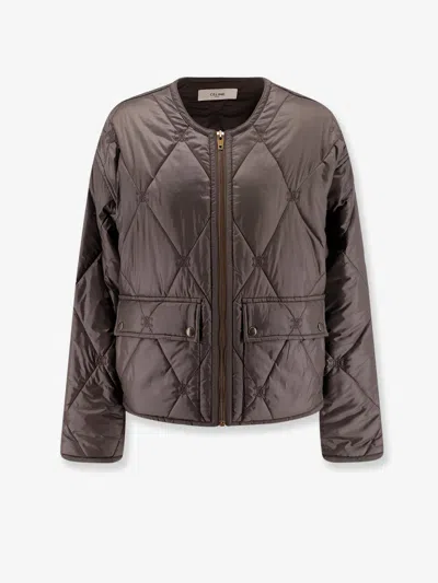 Celine Women Triomphe Quilted Jacket In Brown