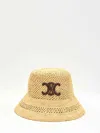 Celine Women Triomphe Raffia Bucket Hat In Neutral