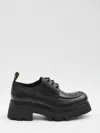 Celine Women Triomphe Derbies Leather Lace-up Shoes In Black