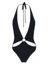 Celine Cut-out One Piece Swimsuit With Golden Effect Details In Black