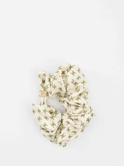 Celine Women Triomphe Scrunchie In White