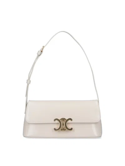 Celine Women Triomphe' Shoulder Bag In White