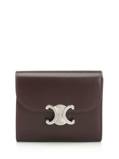 Celine Women Triomphe Small Flap Wallet In Brown