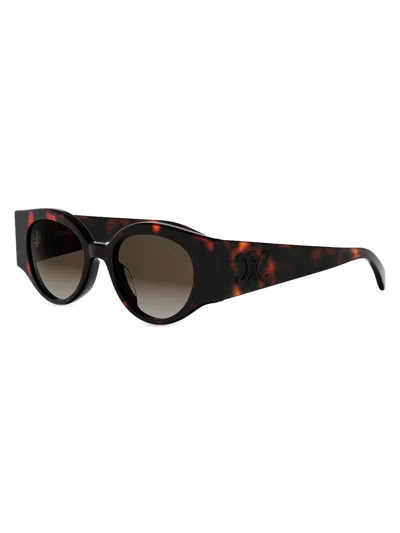 Celine Women's Triomphe Stamp 50mm Round Sunglasses In Brown