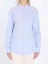 Celine Women Triomphe Striped Shirt In Blue