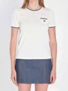 Celine White And Blue 70s Pocket Triomphe Cotton T-shirt In White