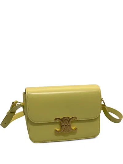 Celine Women Triomphe Teen Leather Crossbody Bag In Yellow