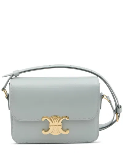 Celine Women Triomphe Teen Leather Crossbody Bag In Blue