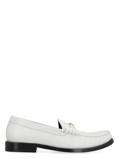 Celine Women's Triompheluco Leather Loafers In White