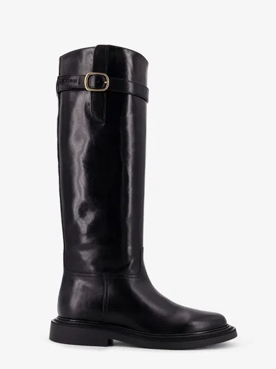 Celine Women Universite Leather Boots In Black