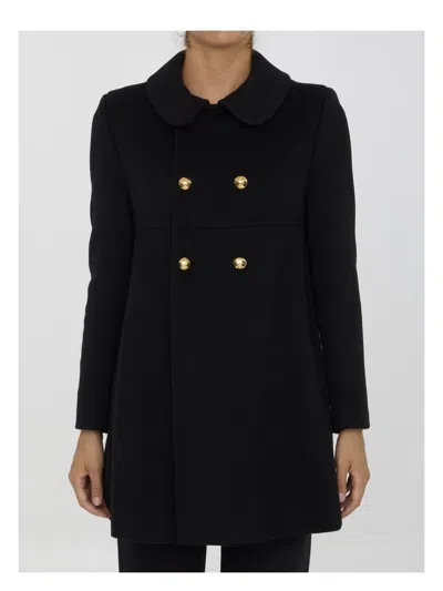 Celine Double-breasted Cashmere Coat In Black