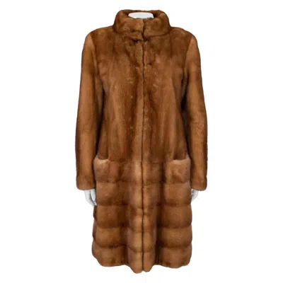 Pre-owned Celine Women's Vintage Brown Mink Fur Coat Sz 40 Straight Cut Design