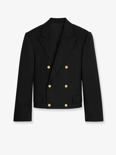 Celine Blazer Columns In Wool Gabardine In Black