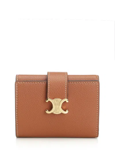 Celine Women Wallet With Strap In Brown