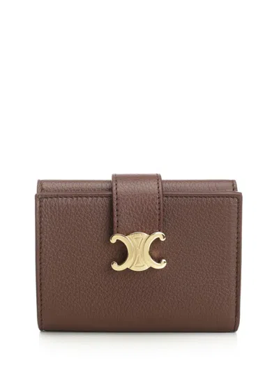 Celine Women Wallet With Strap In Brown