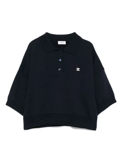Celine Women Wool Cropped Polo Shirt