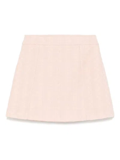 Celine High Waist Mini Skirt Textured Fabric In Pink