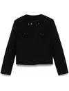 Celine Buttoned Cropped Jacket Round Neck In Black
