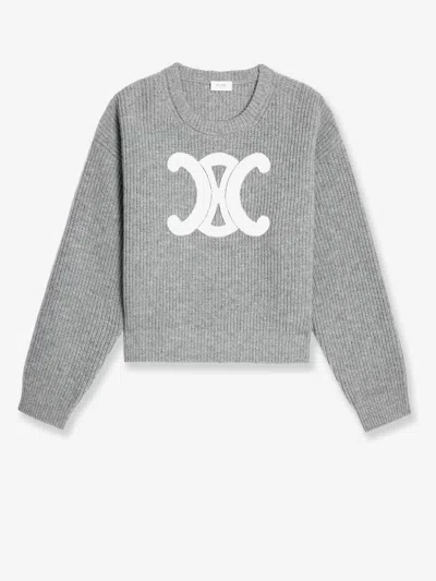 Celine Women Wool Sweater In Gray