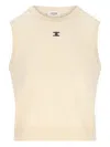 Celine Sleeveless Thin Wool Top In Neutral