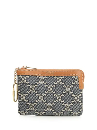 Celine Women Triomphe Jacquard Coin Purse In Multi