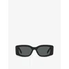 Celine Womens Cl40282u Triomphe Rectangle-frame Acetate Sunglasses Black In Black
