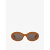 Celine Womens Brown Cl40194u Oval-frame Acetate Sunglasses