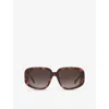 Celine Womens Brown Cl40299u Square-frame Tortoiseshell Acetate Sunglasses