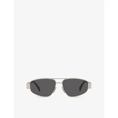 Celine Womens Grey Cl40281u Metaltriomphe Aviator-frame Metal Sunglasses