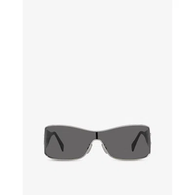 Celine Womens Grey Cl40283u Maxi Metal Triomphe Shield-frame Metal Sunglasses