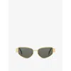Celine Womens Gold Cl40293u Metaltriomphe Square-frame Metal Sunglasses