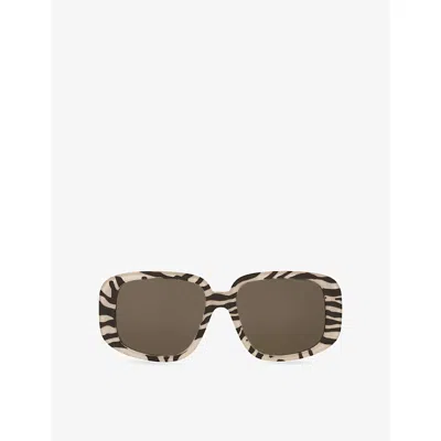 Celine Womens Black Cl40299u Square-frame Zebra-print Acetate Sunglasses