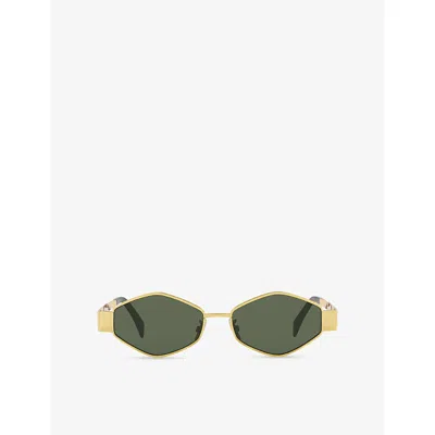 Celine Womens Gold Metaltriomphe Irregular-frame Metal Sunglasses