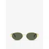 Celine Womens Gold Cl40235u Oval-frame Metal Sunglasses In Gold