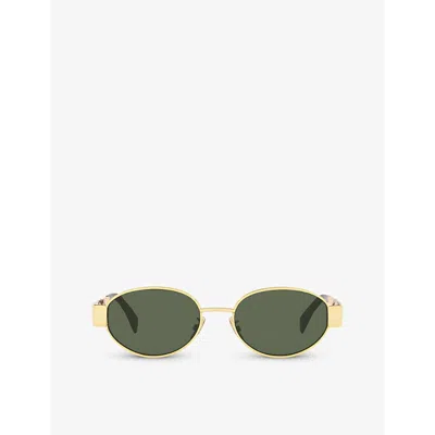 CELINE WOMENS GOLD CL40235U OVAL-FRAME METAL SUNGLASSES