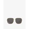Celine Womens Cl40284u Triomphe Rhinestone Square-frame Metal Sunglasses Gold In Gold