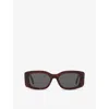 Celine Womens Grey Cl40282u Triomphe Rectangular-frame Acetate Sunglasses In Gray