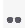 Celine Womens Cl40284u Triomphe Rhinestone Square-frame Metal Sunglasses Grey In Grey