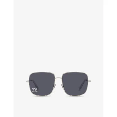 Celine Womens Cl40284u Triomphe Rhinestone Square-frame Metal Sunglasses Grey