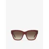 Celine Womens Red Cl40253i Rectangle-frame Acetate Sunglasses