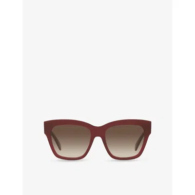 Celine Womens Red Cl40253i Rectangle-frame Acetate Sunglasses