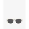 Celine Womens Cl40278u Monochroms Cat Eye-frame Acetate Sunglasses White In White