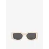 Celine Womens Cl40282u Triomphe Rectangle-frame Acetate Sunglasses White In White