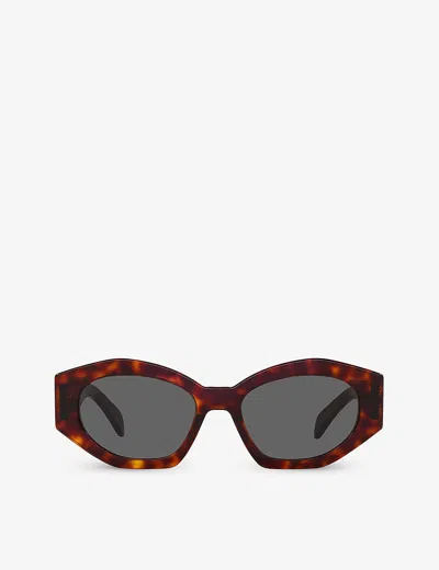 Celine Womens Yellow Cl40238u Oval-frame Acetate Sunglasses