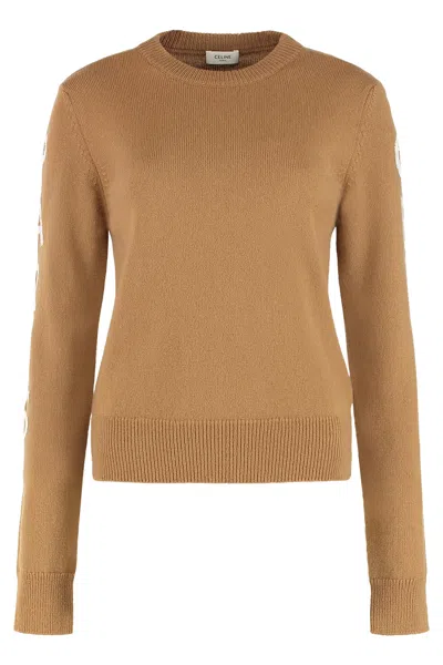 Celine Wool And Cashmere Blend Sweater In Brown