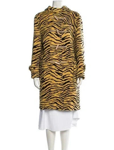 Pre-owned Celine Wool Animal Print Coat W/ Tags In Yellow