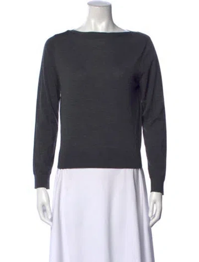 Pre-owned Celine Wool Bateau Neckline Sweater In Grey