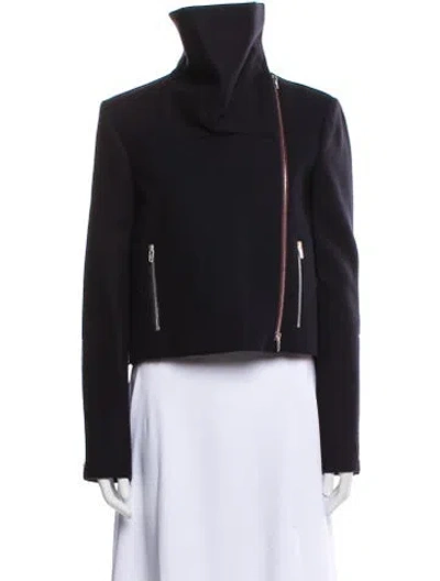 Pre-owned Celine Wool Biker Jacket In Blue