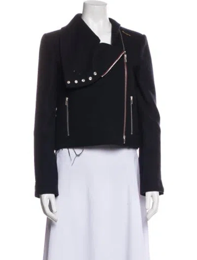 Pre-owned Celine Wool Biker Jacket In Blue