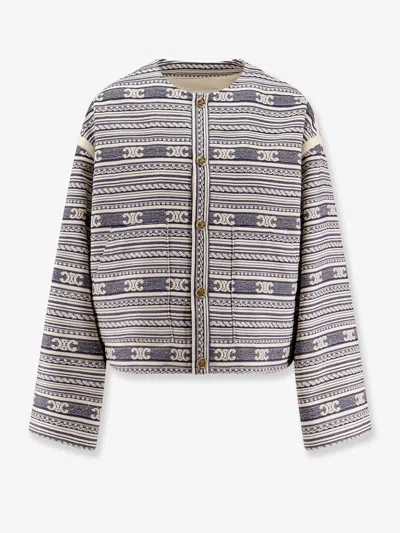 Celine Wool Blend Blazer With Triomphe Motif In Multi
